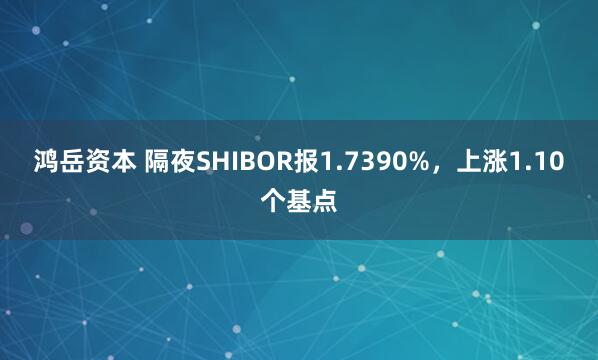 鸿岳资本 隔夜SHIBOR报1.7390%，上涨1.10个基点