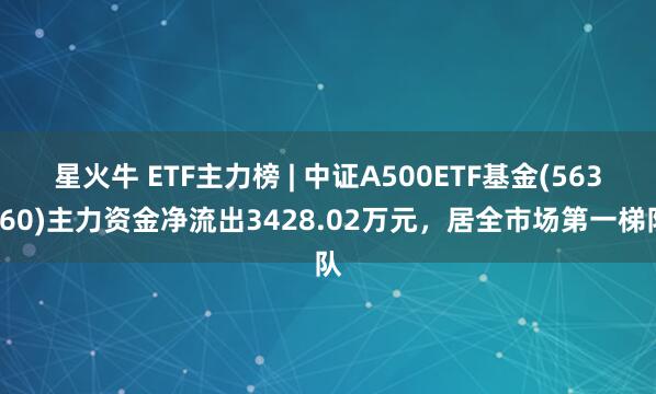 星火牛 ETF主力榜 | 中证A500ETF基金(563360)主力资金净流出3428.02万元，居全市场第一梯队